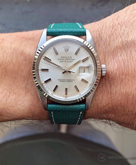 blue rolex leather strap|rolex datejust on leather strap.